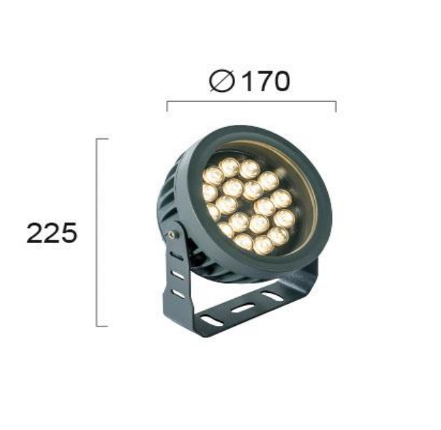 18W LED prožektorius ERMIS, tamsiai pilkas, 3000K, IP66, 4205200