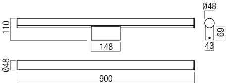 18W LED sieninis šviestuvas KALI, chromo sp., 3000/4000K, IP44, 01-3281