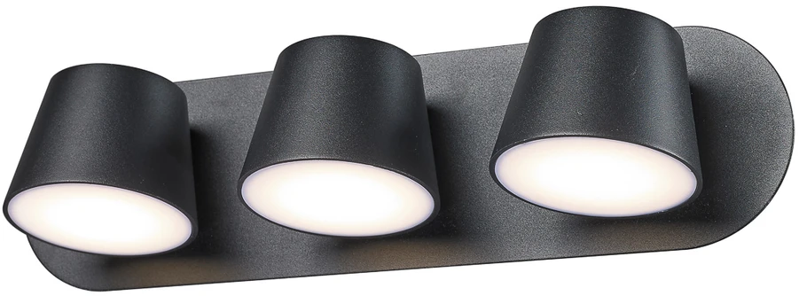18W LED sieninis šviestuvas KUOLA, juodas, 3000K
