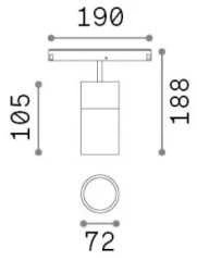 Pakabinamas šviestuvas Ideal Lux Magnetinis šviestuvas Ego Track Single 19W 3000K Dali Wh