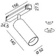 19W LED šviestuvas TUB M A 140 į magnetinę sistemą IN_LINE, juodas, 3000K, 50°, DALI