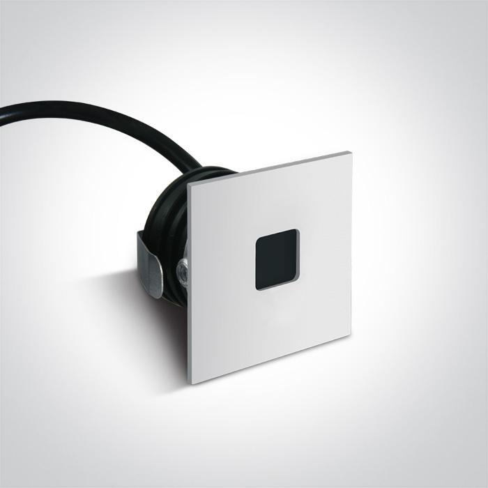 1W LED įleidžiamas sieninis šviestuvas, baltas, 3000K, 68004A/W/W