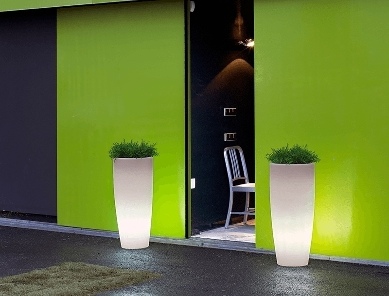 1W LED įkraunamas šviestuvas - gėlių vazonas BAMBU 90 BATTERY, baltas, 6000K/RGB, IP54, su USB jungtimi, dimeriuojamas