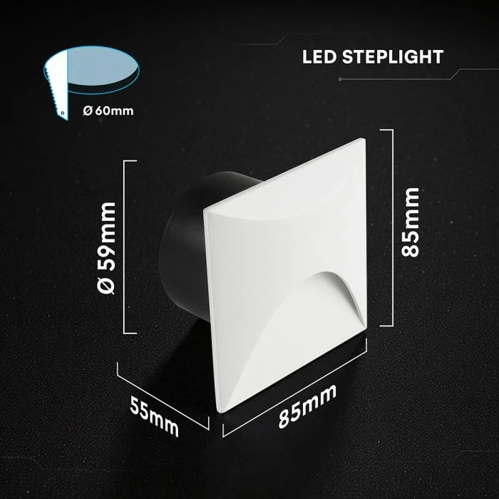 1W LED įleidžiamas į žemę šviestuvas, baltos sp., 6400K, IP67