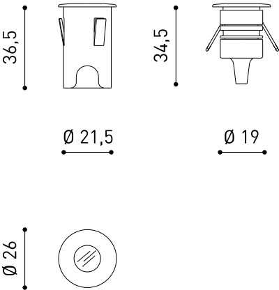 1W LED įleidžiamas šviestuvas STEP, juodas, 3000K