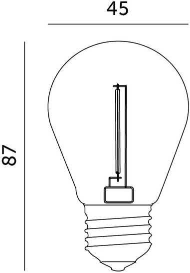 1W LED lemputė ST45, E27, skaidri, 2700K, 220°