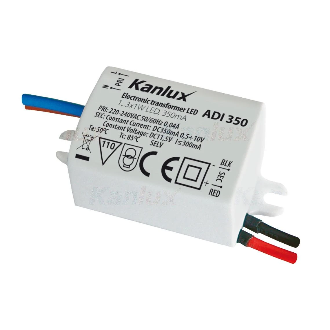 Kanlux 1x3W nuolatinės srovės maitinimo šaltinis ADI 350, 350mA DC, IP20