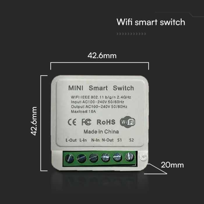 2 kanalų mini Wi-Fi jungiklis, suderinamas su AMAZON ALEXA bei GOOGLE HOME