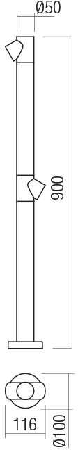 2 x 6W LED pastatomas lauko šviestuvas UBOAT, rūdžių sp., 3000K, IP65, 90547
