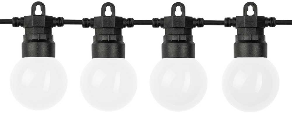 20 LED lempučių girlianda, 10m, 2700K, IP65, su saulės baterija, matinis stiklas