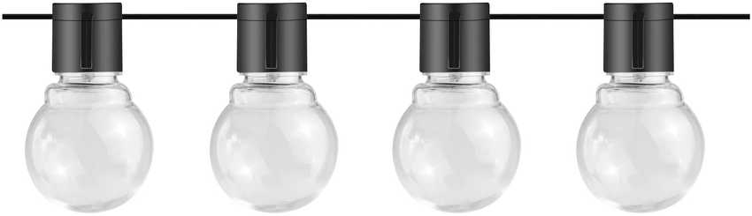 20 LED lempučių girlianda, 7m, 2700K, IP65, su saulės baterija, skaidrus stiklas