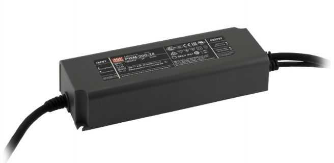 200W impulsinis maitinimo šaltinis Mean Well, 24V, 8.3A, IP67, PUSH/DALI2, PFC