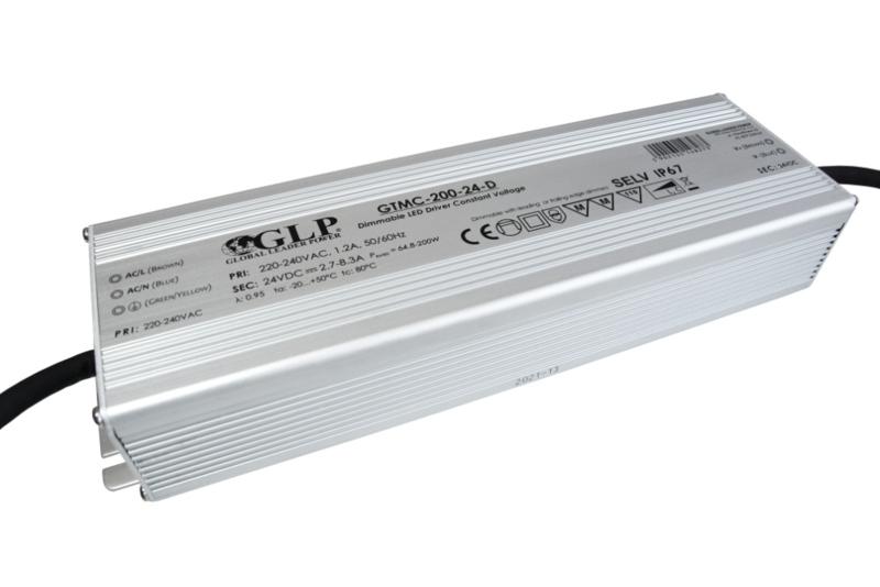 200W LED maitinimo šaltinis, 24V, IP67, dimeriuojamas