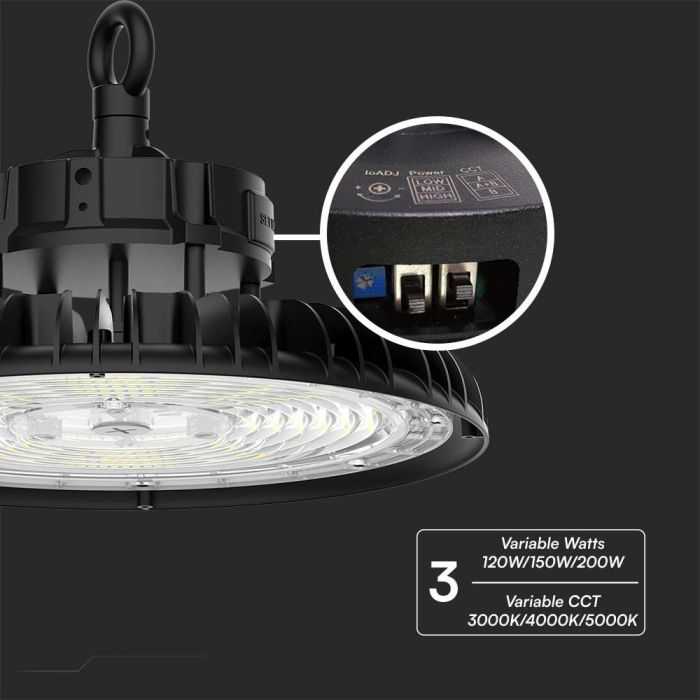 V-tac 200W LED UFO sandėlio šviestuvas, juodas, 3000-5000K