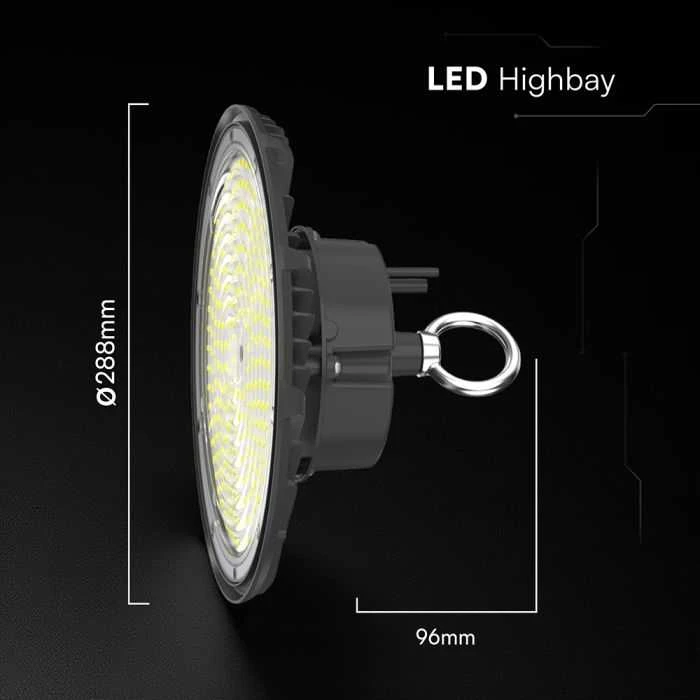 200W LED UFO sandėlio šviestuvas, juodas, 6500K
