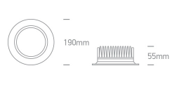 20W įleidžiamas šviestuvas, juodas, 3000/4000/6000K, IP44, 10120UV/B/V