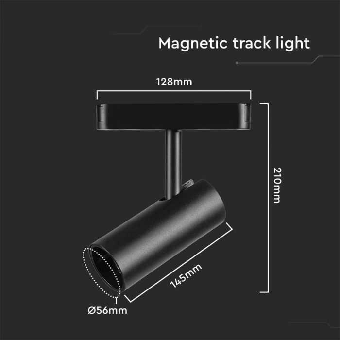 V-tac 20W LED akcentinis šviestuvas į magnetinius bėgelius, juodas, 4000K