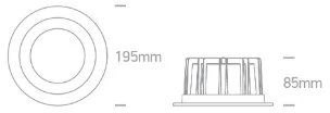 20W LED įleidžiamas šviestuvas, baltas, 3000/4000/5000K, 10120CB/W/V