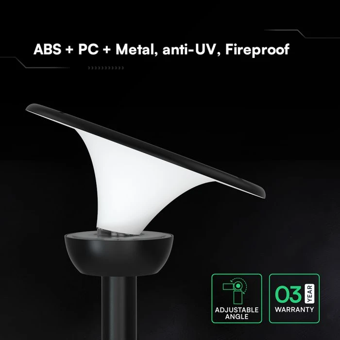 20W LED lauko šviestuvas su saulės baterija, juodos/baltos sp., 3000/4000/6000K
