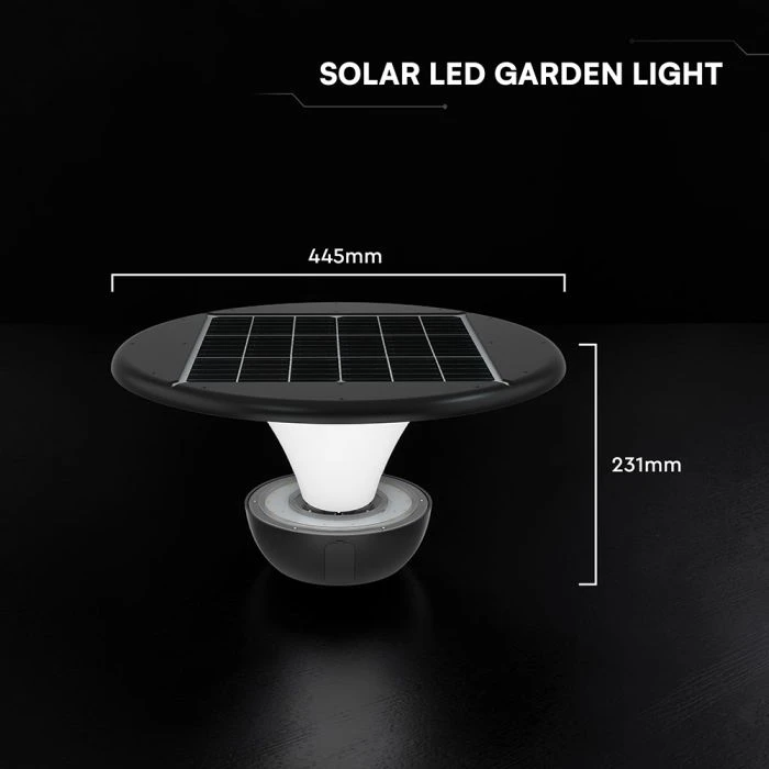 20W LED lauko šviestuvas su saulės baterija, juodos/baltos sp., 3000/4000/6000K
