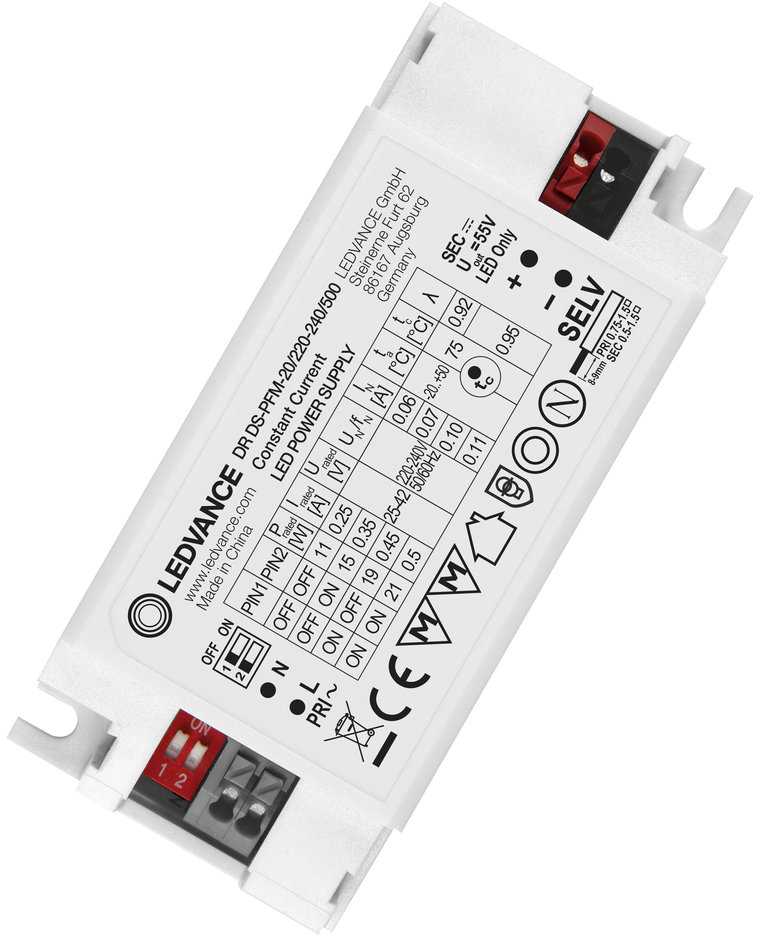 20W LED maitinimo šaltinis DIP-SWITCH PERFORMANCE -20/220-240/500