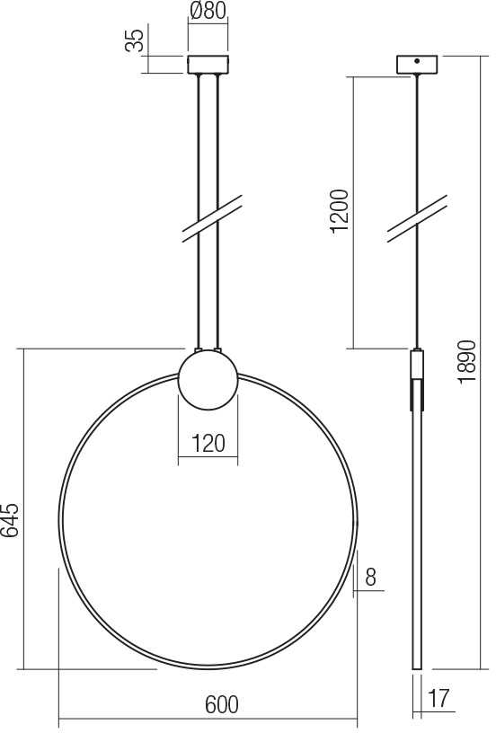 20W LED pakabinamas šviestuvas ATOM, juodos/žalvario sp., 3000K