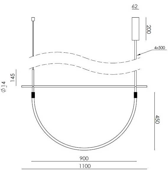 20W LED pakabinamas šviestuvas CRAM, juodas, 2700K, dimeriuojamas