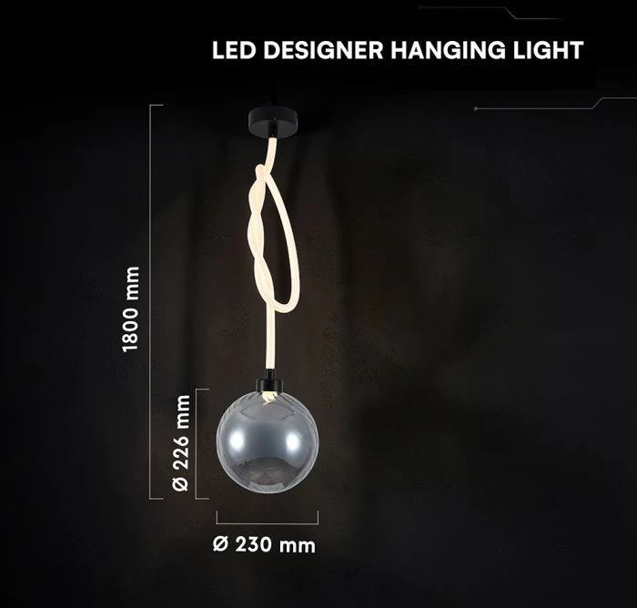 20W LED pakabinamas šviestuvas, dūmų sp., 3000K, 230mm
