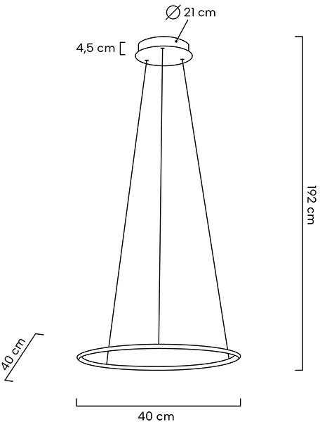 20W LED pakabinamas šviestuvas RING SLIM 40, aukso sp., 3000K, su nuotolinio valdymo pulteliu, dimeriuojamas