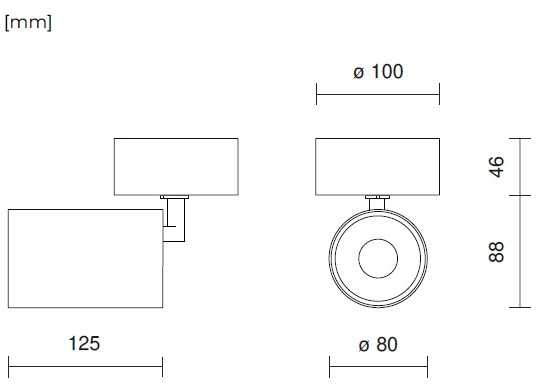 Lubinis šviestuvas 20W LED paviršinis šviestuvas DAISY 80, baltas, 3000K, 58°, DALI, matiniu dangteliu
