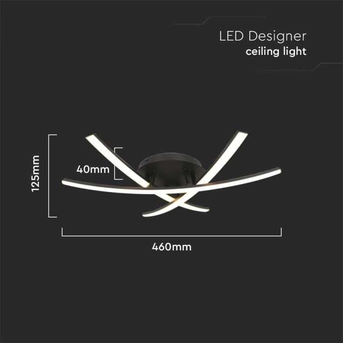 Lubinis šviestuvas V-tac 20W LED paviršinis šviestuvas, juodas, 3000K