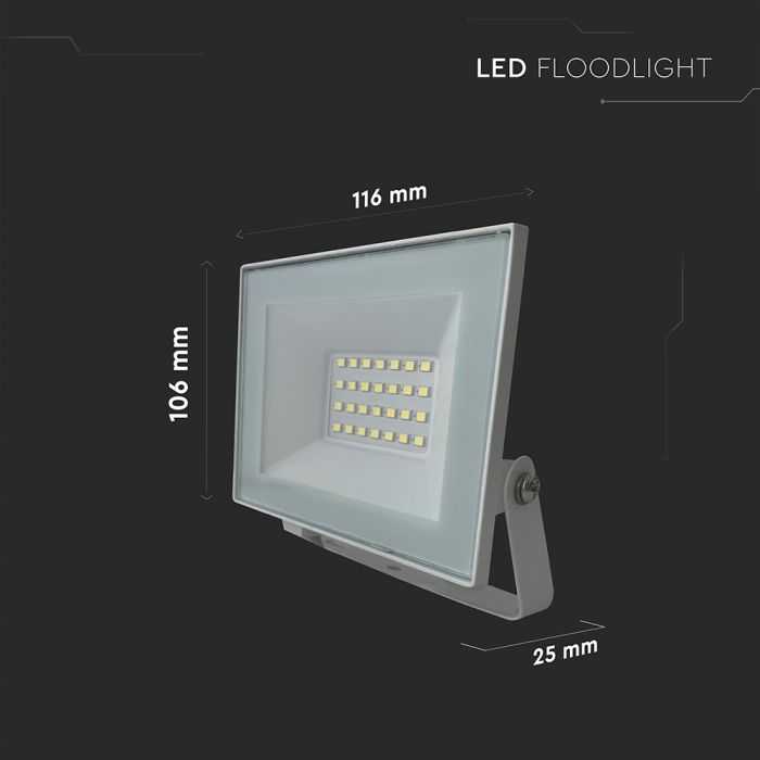 V-tac 20W LED prožektorius, baltas, 4000K