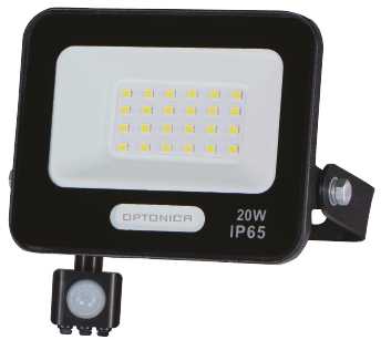 20W LED prožektorius su judesio davikliu, juodas, 3000K