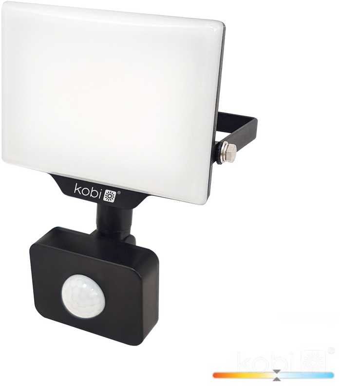 20W LED prožektorius su judesio davikliu DELYO MHNC, juodas, 4000K, IP54