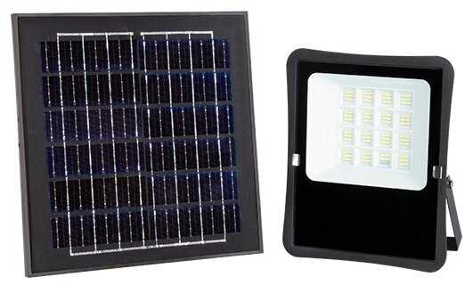 20W LED prožektorius su saulės baterija, juodas, 6000K