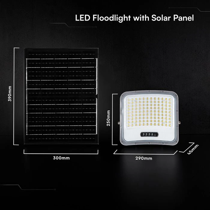 20W LED prožektorius su saulės baterija, juodas, 3000/4500/6500K, dimeriuojamas