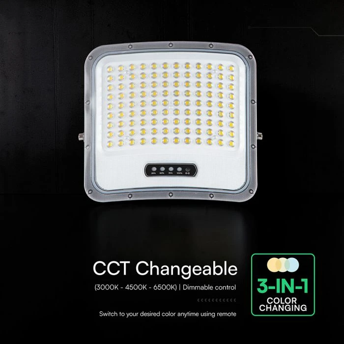 20W LED prožektorius su saulės baterija, juodas, 3000/4500/6500K, dimeriuojamas