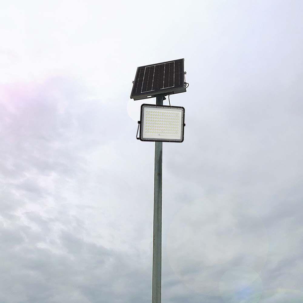 V-tac 20W LED prožektorius su saulės baterija, juodas, 6400K