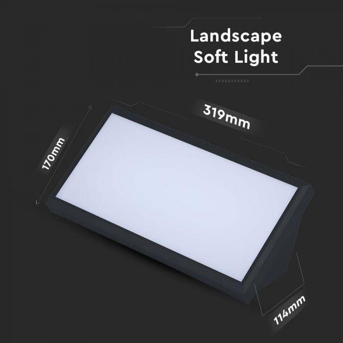 Sieninis šviestuvas V-tac 20W LED sieninis lauko šviestuvas, juodas, 4000K