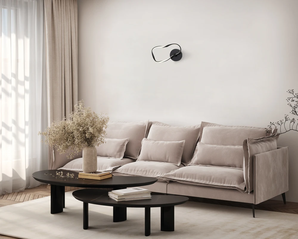 20W LED sieninis šviestuvas AMAYA, juodas, 3000/4000/6000K