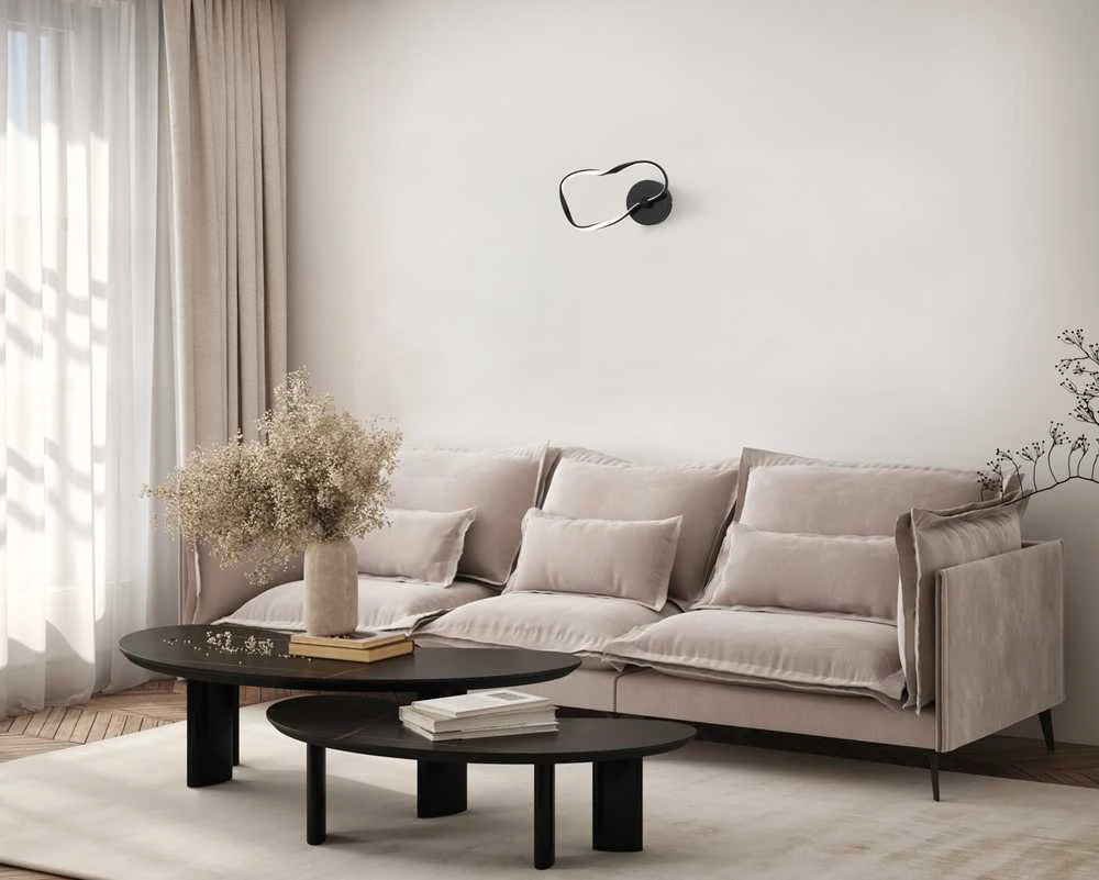 20W LED sieninis šviestuvas AMAYA, juodas, 3000/4000/6000K
