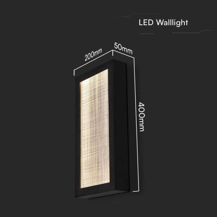 V-tac 20W LED sieninis šviestuvas, juodas, 3000K, IP65