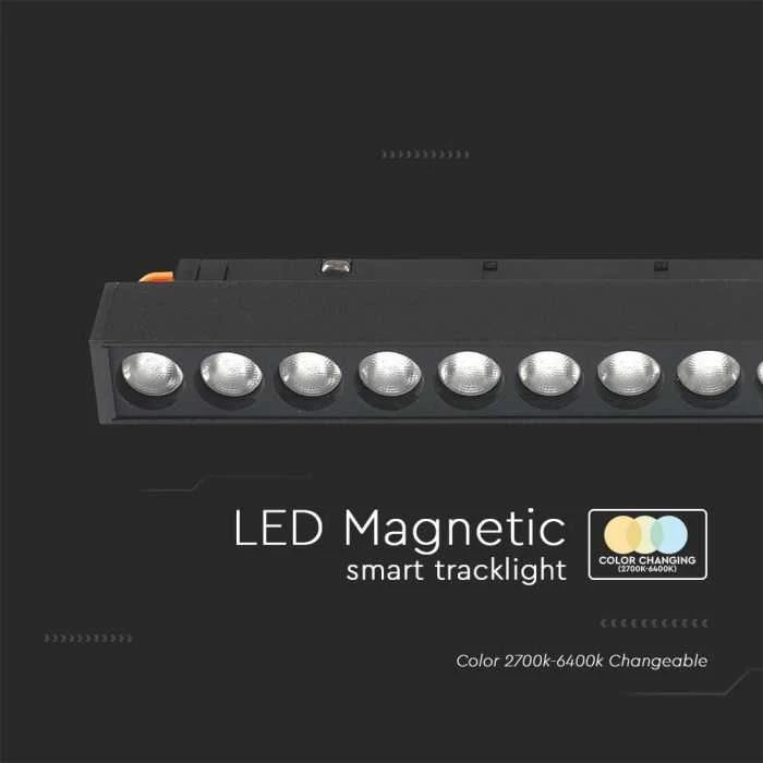 V-tac 20W LED SMART šviestuvas į magnetinius bėgelius, 48V, juodas, 2700-6400K