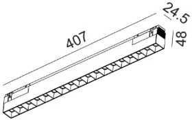20W LED šviestuvas COMFORT 407 į magnetinę sistemą IN_LINE, juodu korpusu, 2700K, 48V, 36°