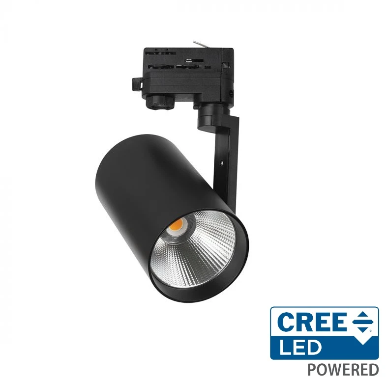 20W LED šviestuvas į 3 fazių bėgelius, juodas, 3000K, CREE LED chip