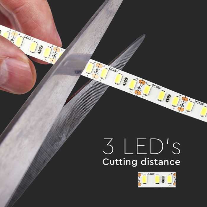 V-tac 20W/m LED juosta, 120LED/m, 12V, 3000K, IP20, 5 metrų ritė