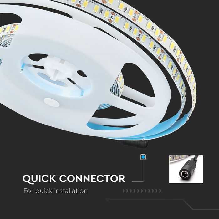V-tac 20W/m LED juosta, 120LED/m, 12V, 3000K, IP20, 5 metrų ritė