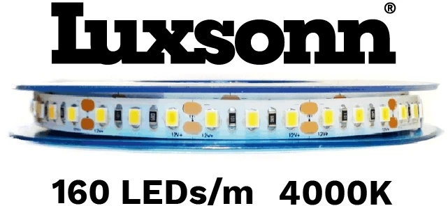 20W/m LED juosta LUXSONN, DC 24V, 160 LED/m, 4000K, BRIDGELUX diodai, 5m ritė