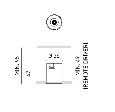 2,1W įleidžiamas šviestuvas SHOT LIGHT TRIMLESS, juodas, 3000K