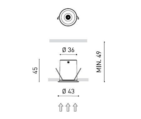 2,1W LED įleidžiamas šviestuvas ARKOSLIGHT SHOT LIGHT, juodas, 3000K